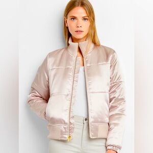 NWT Gap Pink Satin Puffy Bomber Jacket size Small
